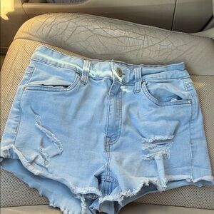 Charlotte Russe Light Blue Distressed Denim Cutoff Shorts